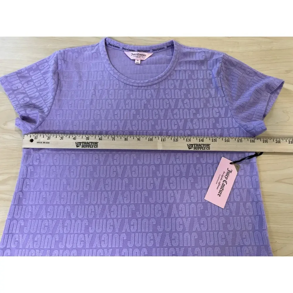 Juicy Couture NWT Women’s Sleep Purple Block Embossed Shirt & Pants Pajamas XL